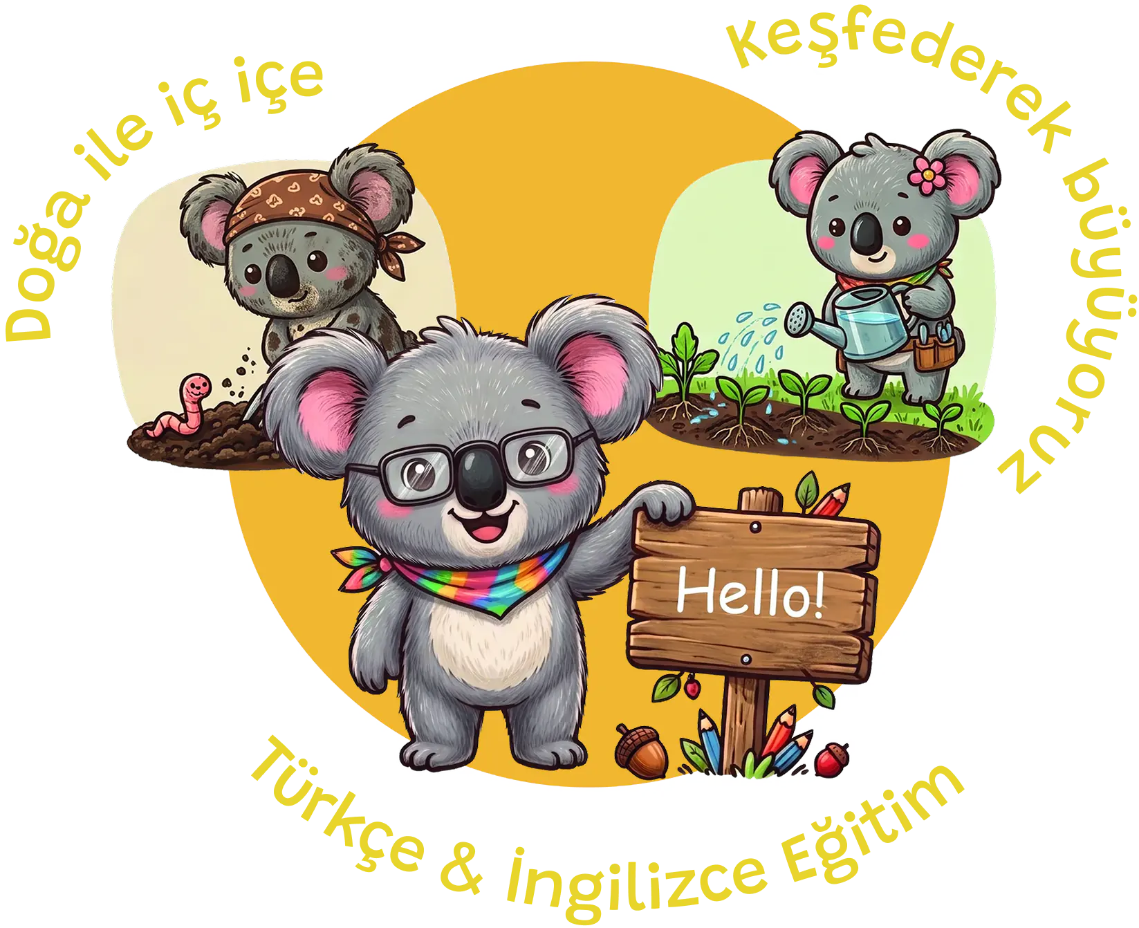 Doğayla iç içe, keşfederek büyüyoruz ve Türkçe-İngilizce eğitim mesajlarıyla üç Koality Time koalası